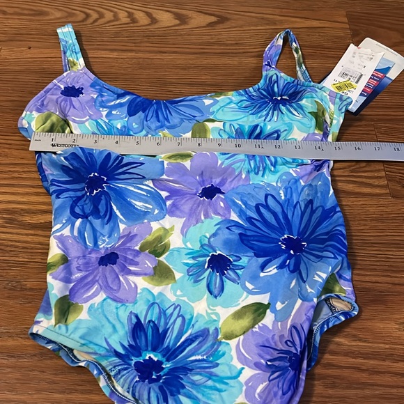 NWT Gabar Vintage Women’s Swim Suit Size 16 Long Torso Floral Print Tummy Toner - Picture 8 of 12